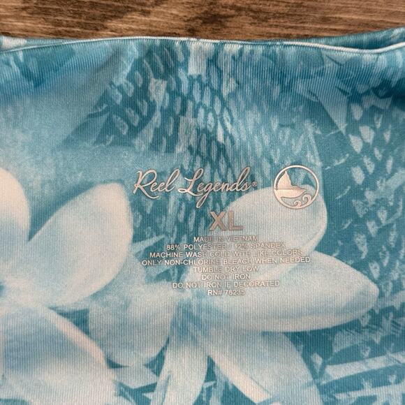 Reel Legends Beach Pro Capri Leggings Blue Floral Tropical Print Size XL NWT - Picture 4 of 6